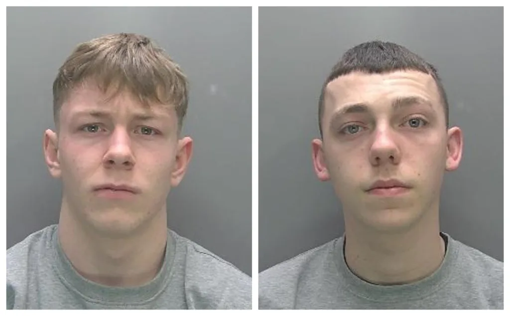 Jailed: Aidan Bird (left) formerly of Pettis Road, St Ives, was jailed for seven and a half years and Jaylen Harradine, of Dolphin Close, Cambridge, was jailed for three years and nine months.