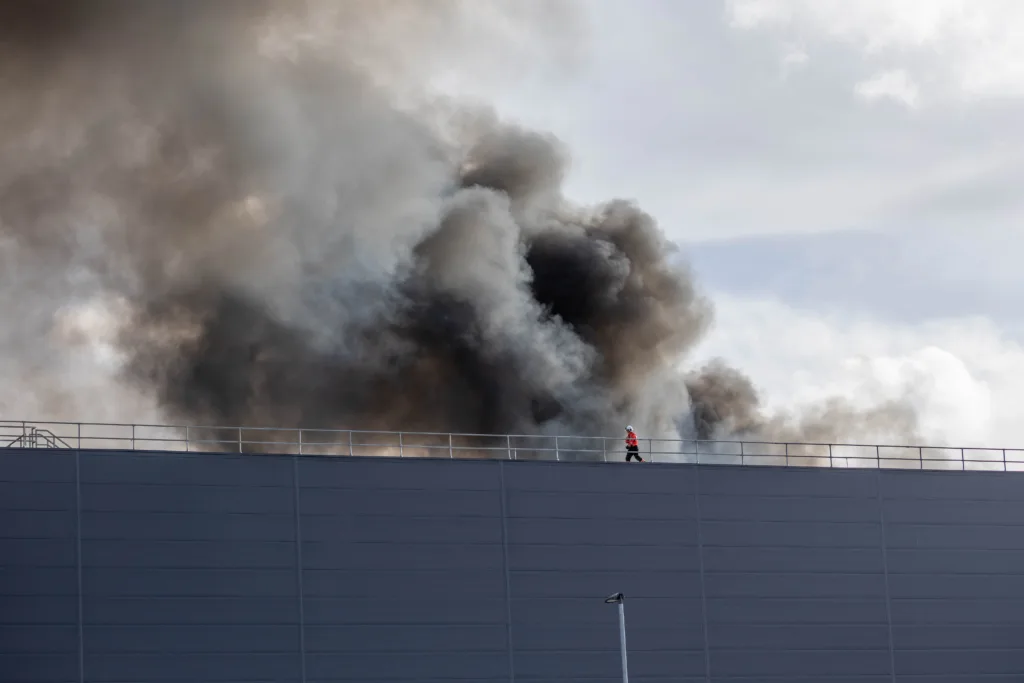 Lidl Warehouse Solar Panels on fire,Alwalton Hill, Peterborough§ Friday 23 February 2024. Picture by Terry Harris.