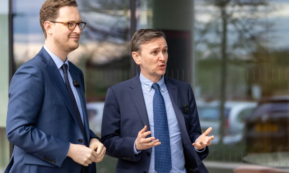 Shadow Minister Darren Jones and Labour Parliamentary candidate for Peterborough Andrew Pakes visit British Sugar to address business owners at British Sugar, Hampton, Peterborough Thursday 21 March 2024. Picture by Terry Harris