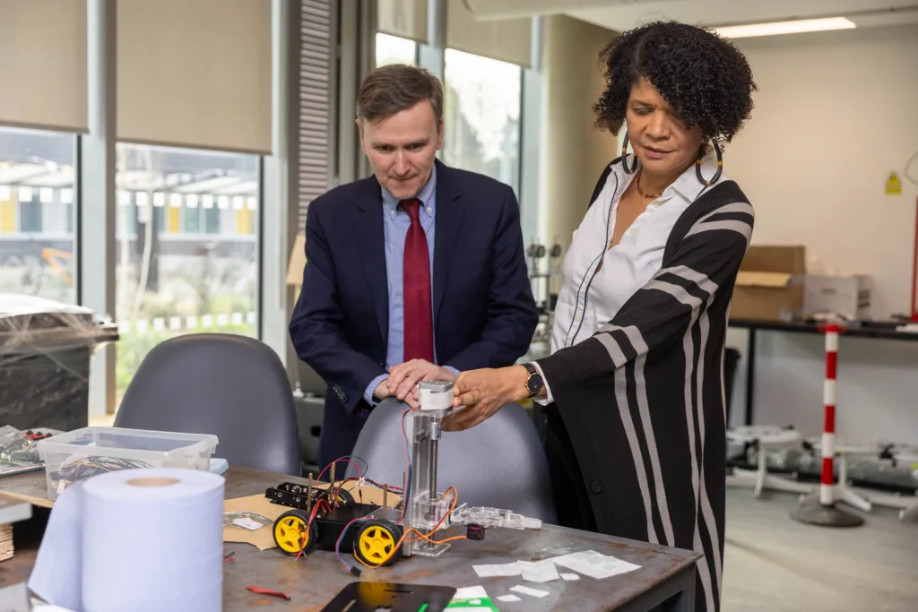 On International Women’s Day, Shadow Science Minister Chi Onwurah MP has been visiting Peterborough today; she was accompanied Andrew Pakes, the Labour parliamentary candidate for Peterborough. PHOTO: Terry Harris 