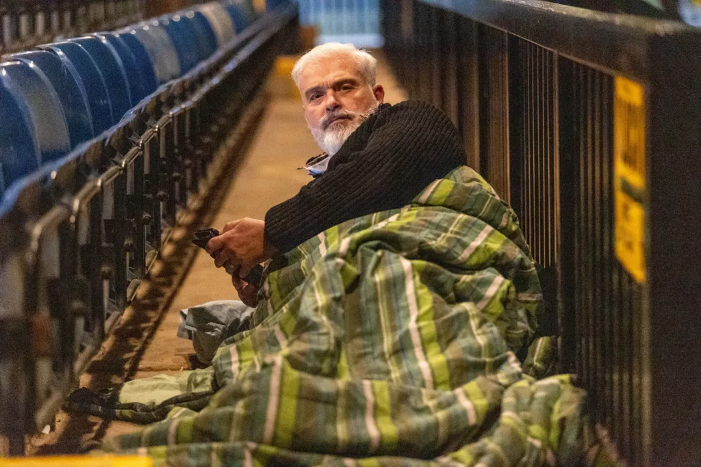 Michael Hudson, Cambridgeshire County Council finance director - Big Sleep Out, Abbey Road Stadium, Cambridge. ‘Homelessness and rough sleeping is never going to go away’ he says. Friday 01 March 2024. Picture by Terry Harris.