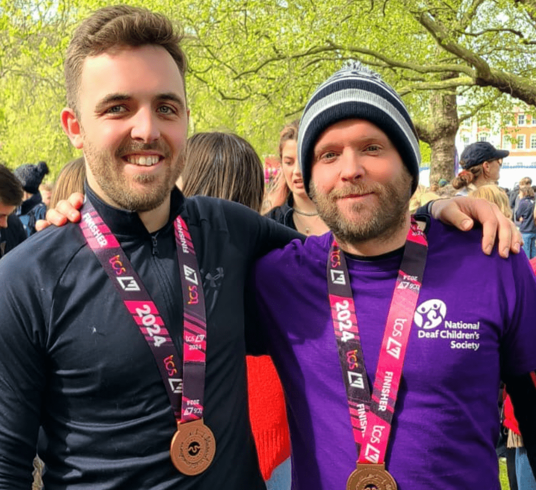 Joe (L) and Ricky, brothers from St Neots, both ran the London Marathon.