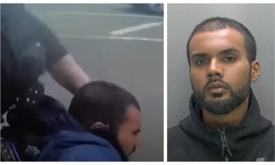 Mohammed Ali (left) after being caught by police in Cambridge and (right) custody photo