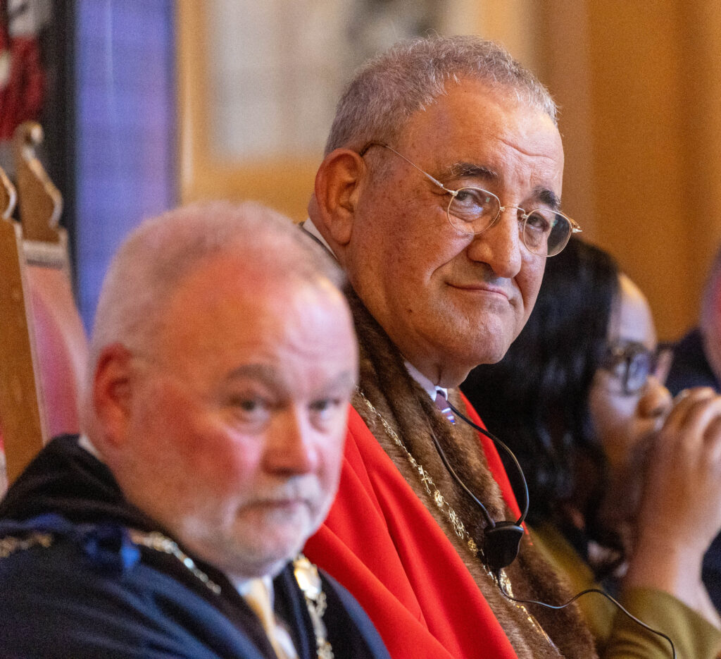 Marco Cereste, mayor, with (left) his deputy Cllr Wayne Fitzgerald PHOTO: Terry Harris