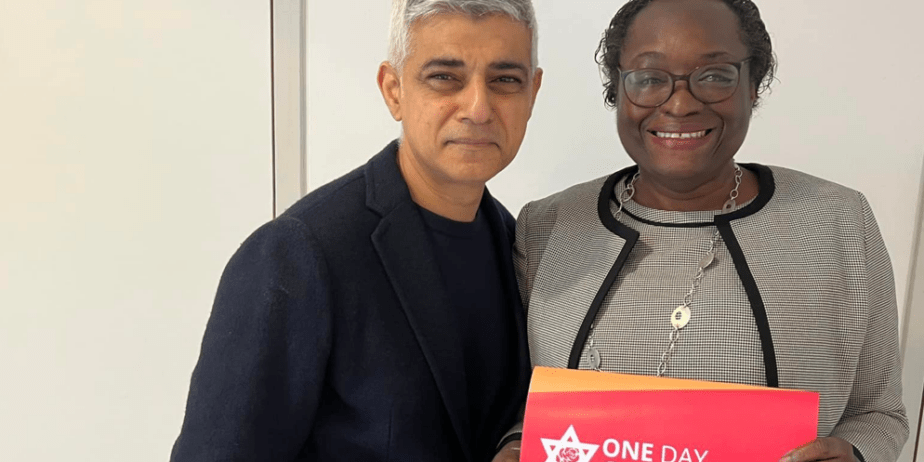 Cllr Marianna Masters, Parliamentary candidate for St Neots and Mid Cambridgeshire, pictured with London Mayor Sadiq Khan