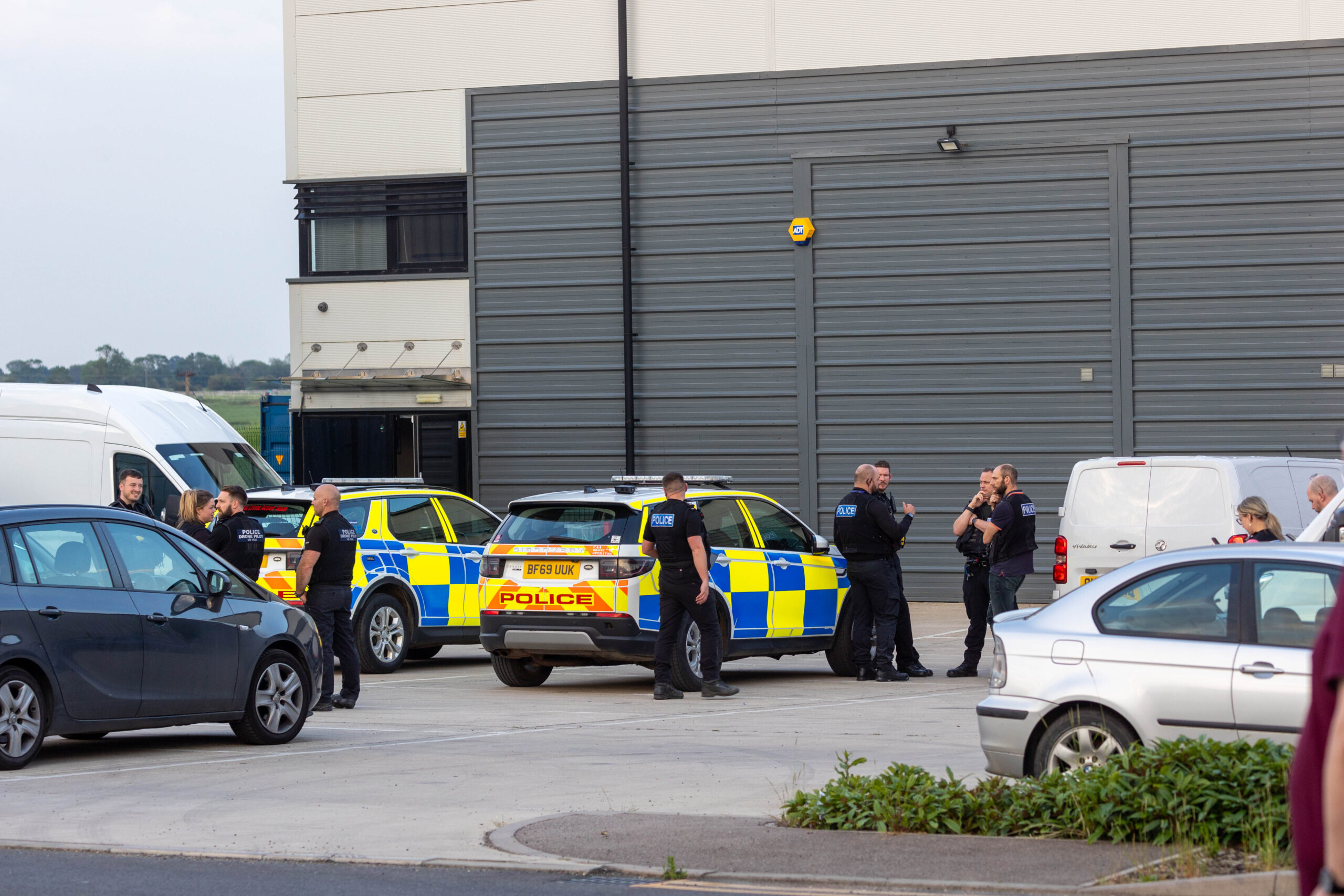 Police at the scene of a drugs raid at Harrier Way, Eagle Business Park, Yaxley. PHOTO: Terry Harris