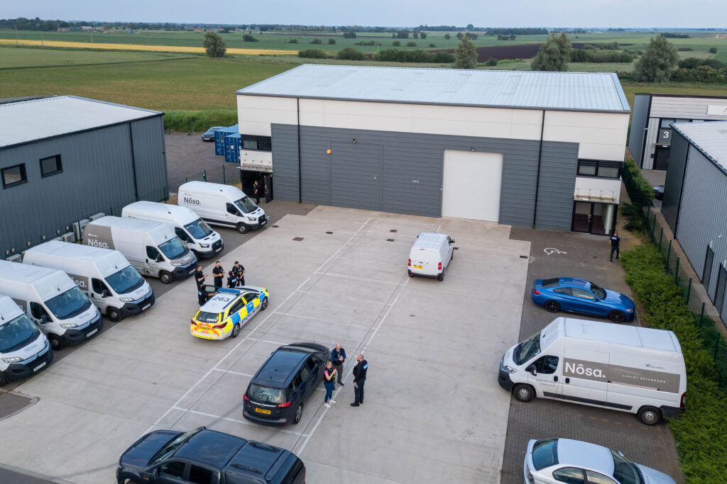 Police at the scene of a drugs raid at Harrier Way, Eagle Business Park, Yaxley. PHOTO: Terry Harris