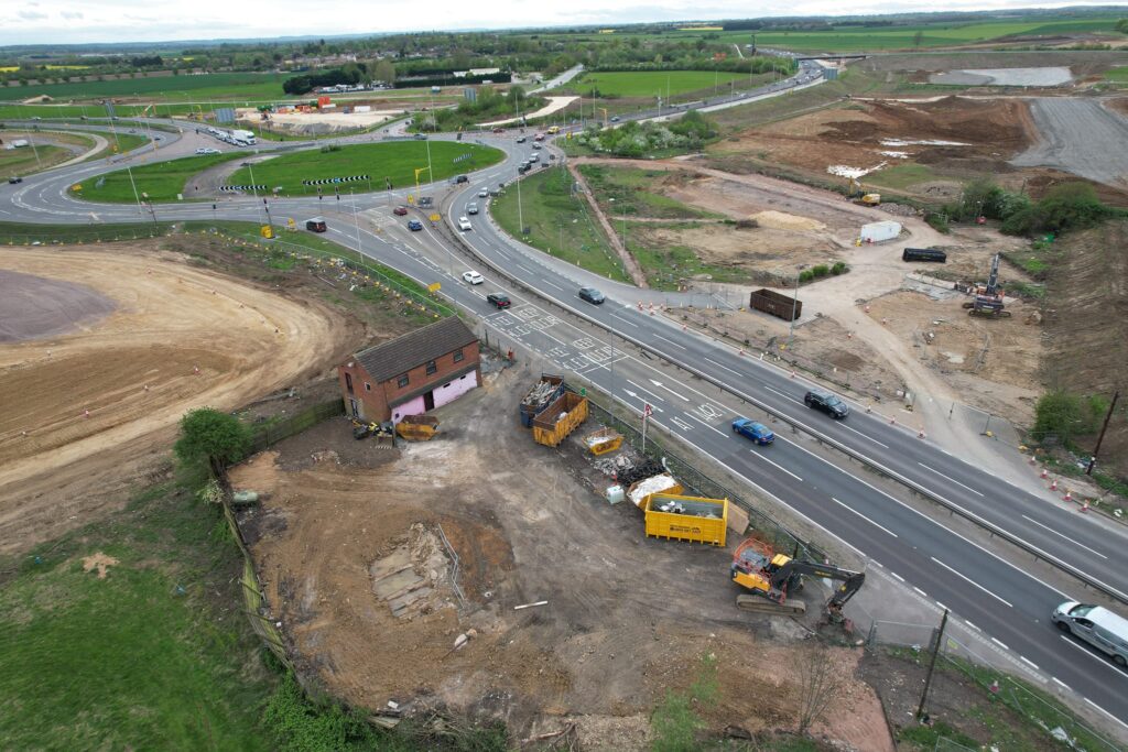 Work on the £1bn highways improvement scheme under way. PHOTO: Drone Photos Sandy 