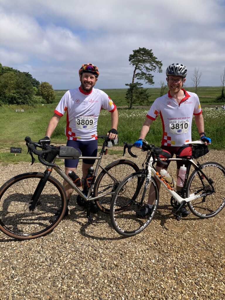 Keiran Williams (L) and Adam Clarke (R) cycling at the Norwich 100