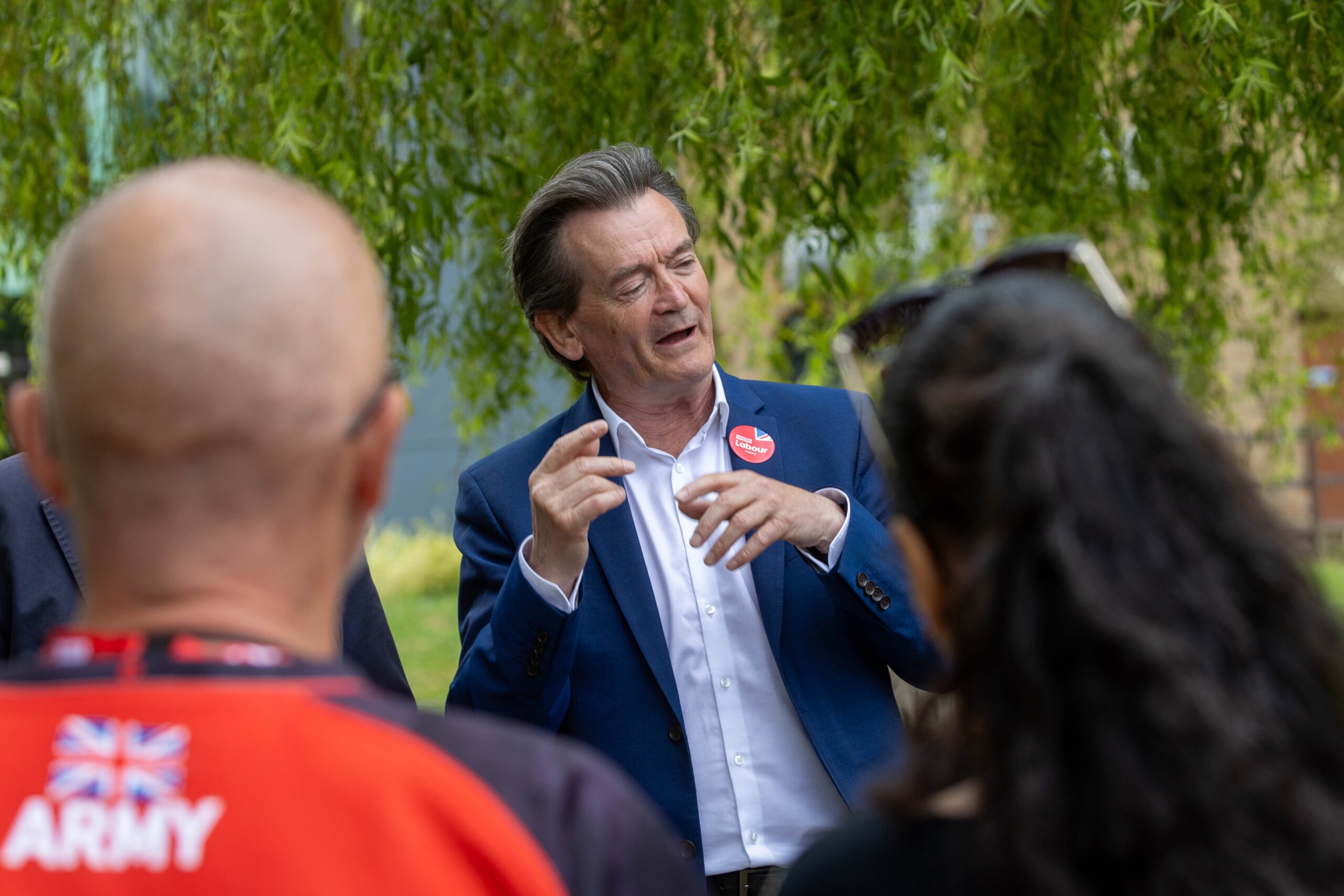 From punk rock to clean water campaigner: Feargal Sharkey in Peterborough on Monday to support Labour candidate Andrew Pakes. PHOTO: Terry Harris