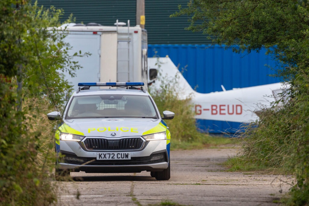 Pilot dies in light aircraft crash at former RAF Spanhoe airfield. Picture by Terry Harris for CambsNews 