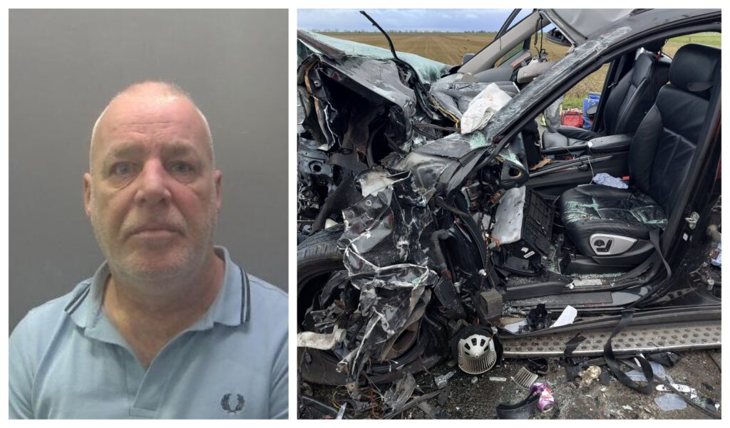 Anthony Campbell (above) was driving a 44 tonne HGV when he crashed into an Mercedes GL320 towing a trailer on the A47 at Guyhirn on 3 January