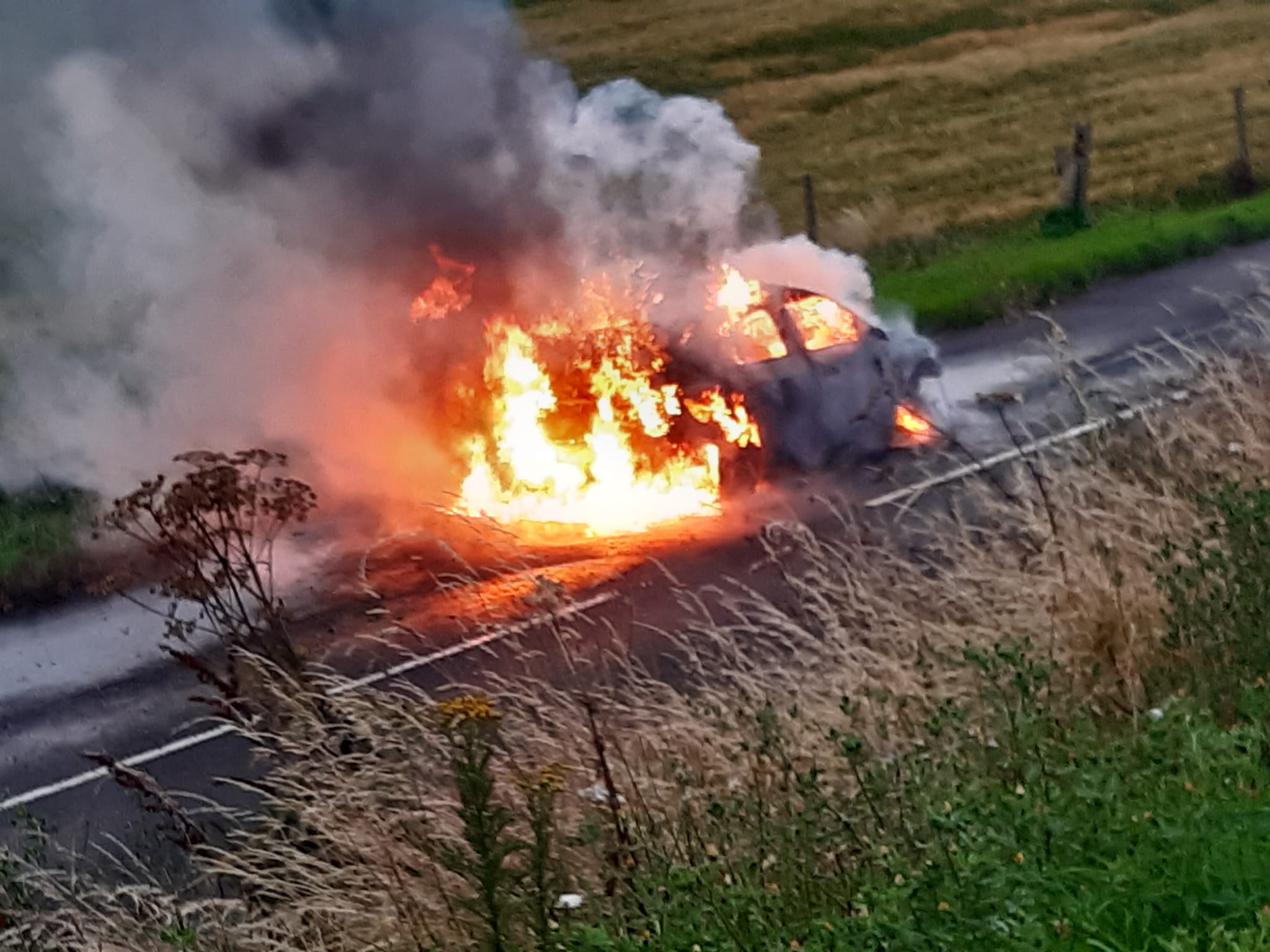 “At 8.25pm on Thursday (25) a crew from Ely was called to a car fire on Second Drove in Queen Adelaide,” said a spokesperson for Cambridgeshire fire and rescue. PHOTO: CambsNews reader