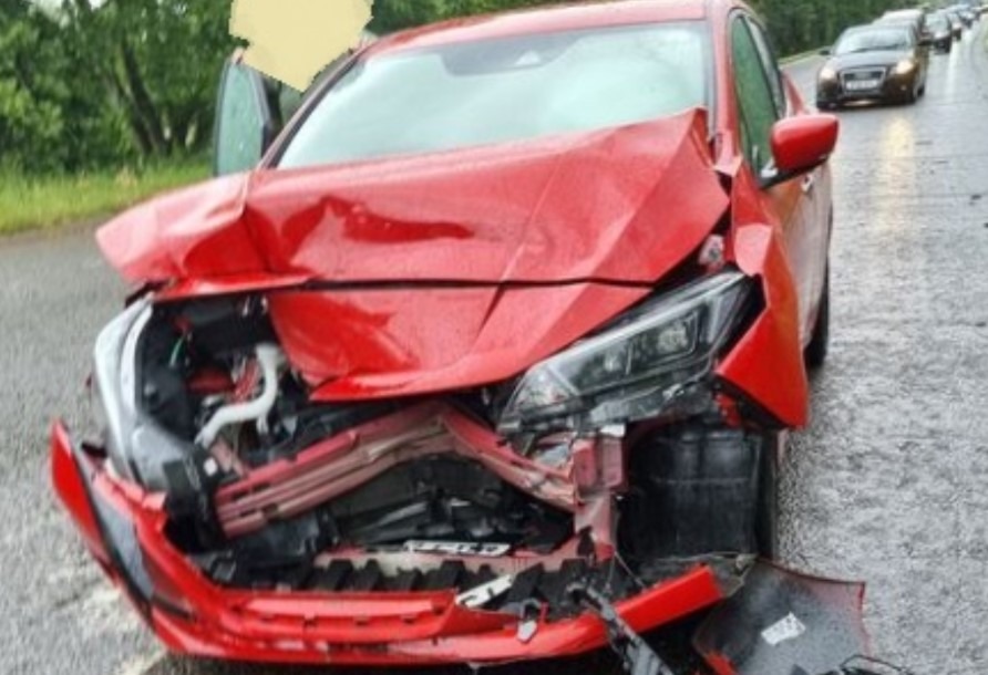 A court heard Knight’s driving caused a three-car collision in Milton. Above: Milton’s red Nissan Leaf