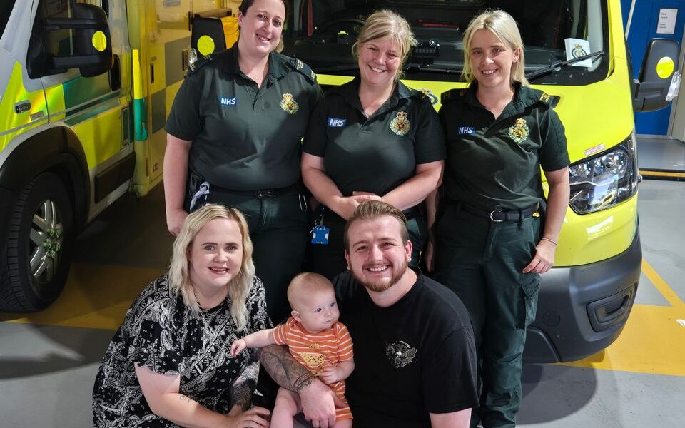 The baby was born at their home in Sawtry on January 20 with the help of Paramedics Leajo Phillipson, Stuart & Sarah-Jayne Parsons, Apprentice Paramedic Beth Walesby and Emergency Care Assistants Amy Rengert and Chris Dundee.