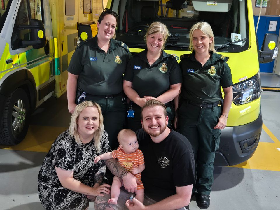 The baby was born at their home in Sawtry on January 20 with the help of Paramedics Leajo Phillipson, Stuart & Sarah-Jayne Parsons, Apprentice Paramedic Beth Walesby and Emergency Care Assistants Amy Rengert and Chris Dundee.