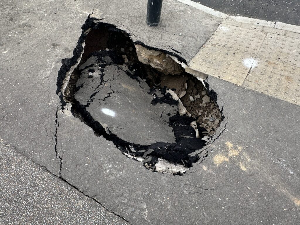 Latest Wisbech sink holes, West Street junction with Elm Road. PHOTO: Policing Fenland